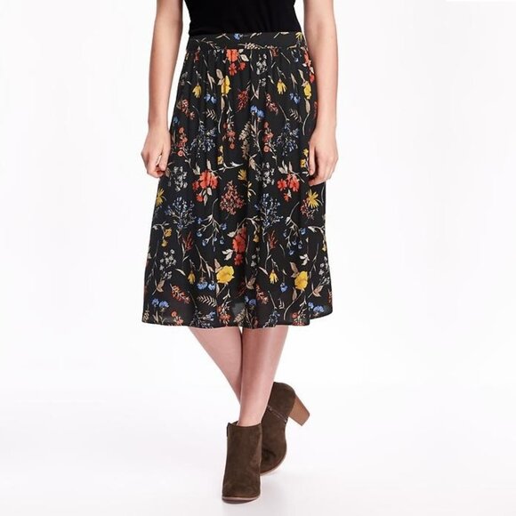 Old Navy Dresses & Skirts - Old Navy Soft Drapey Midi Skirt Multi-Floral Bottom #A0351 TRB2